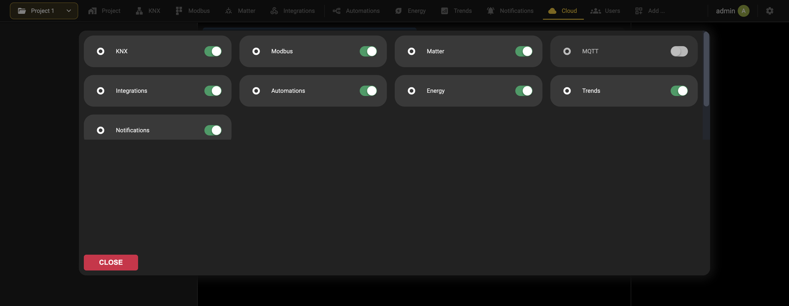 Add modules panel