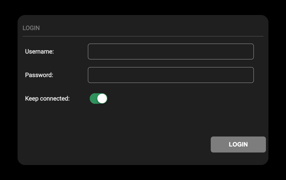 Login screen