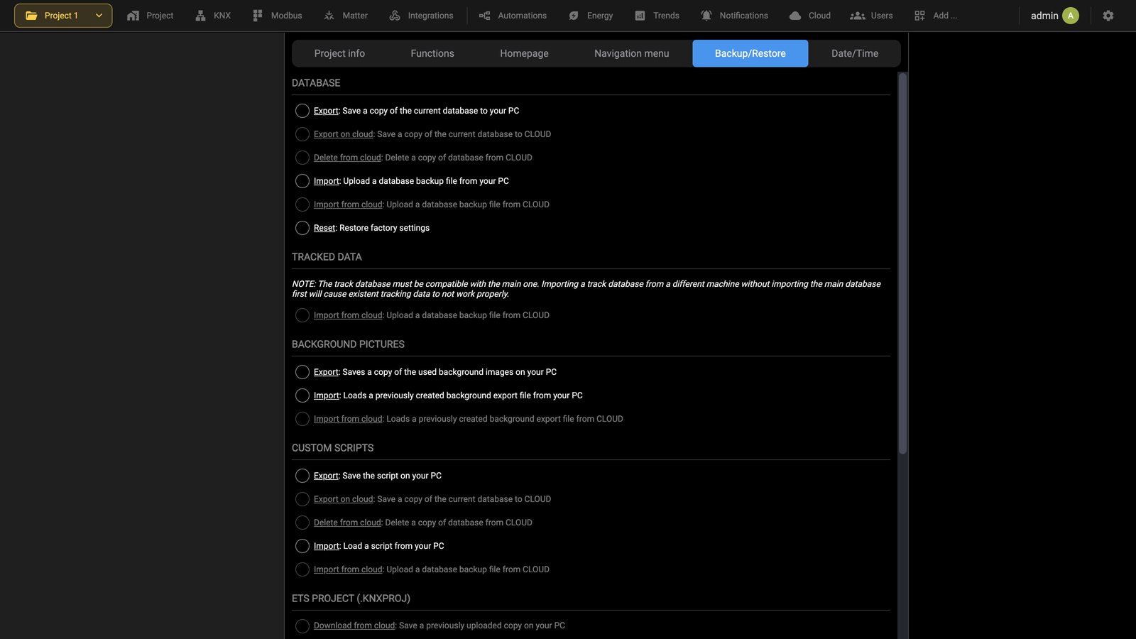 Backup and restore
