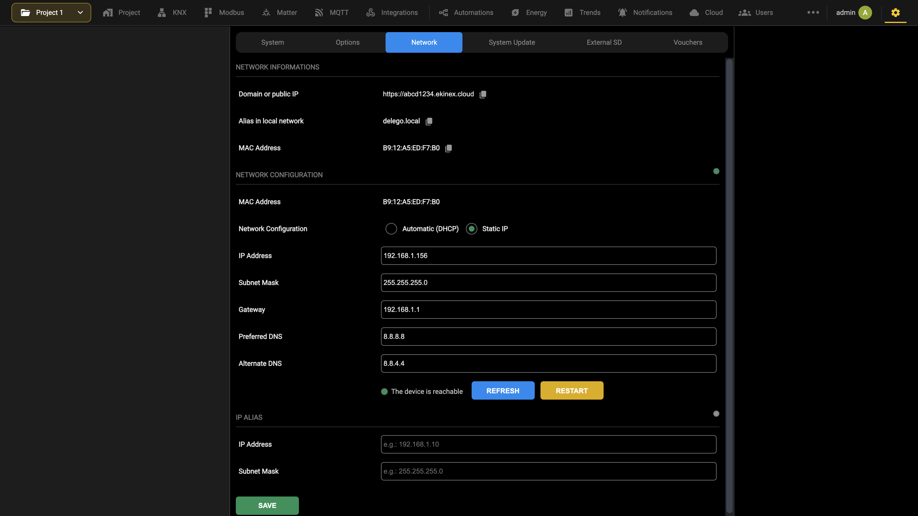 Network settings