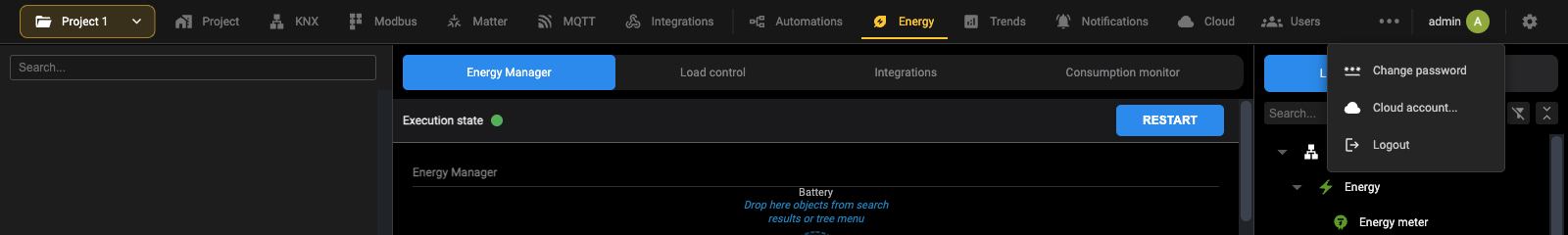 User menu