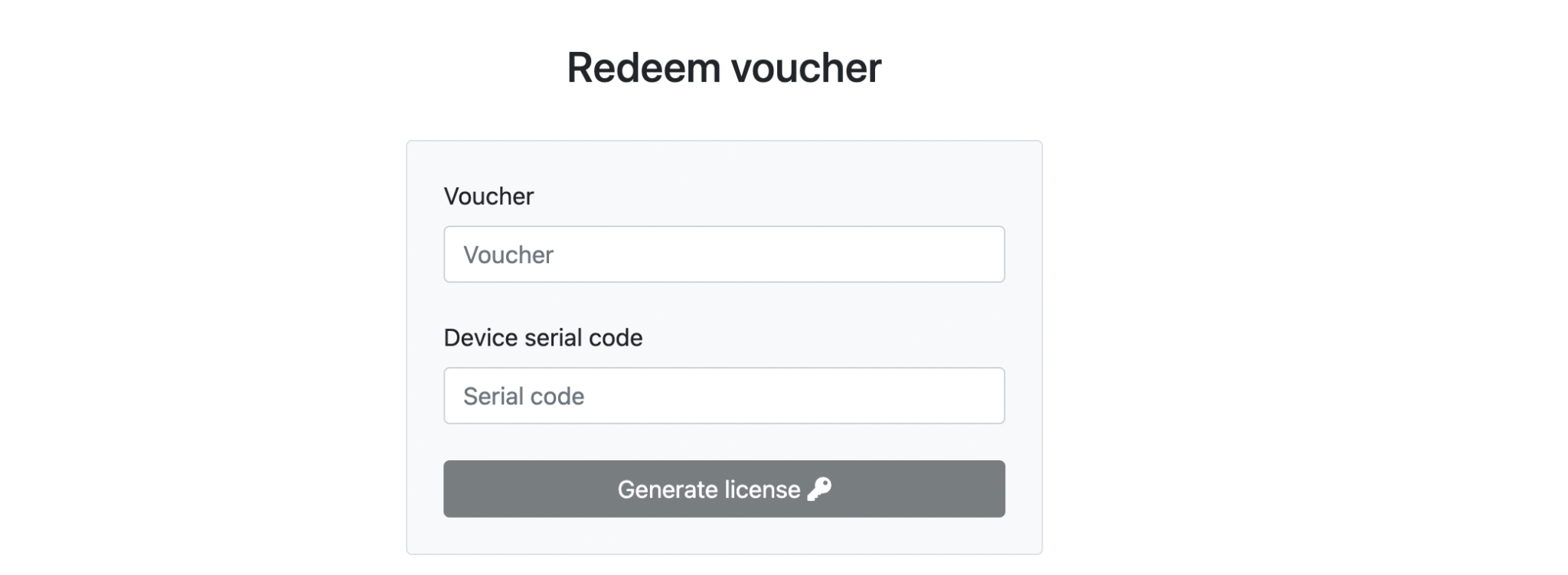 The redeem voucher form of the technical portal