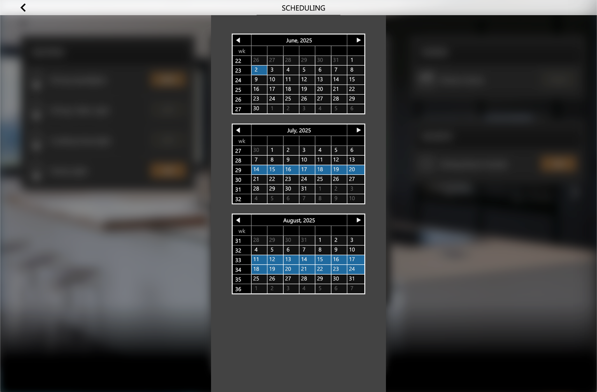 Selecting the dates of an exception on the calendar