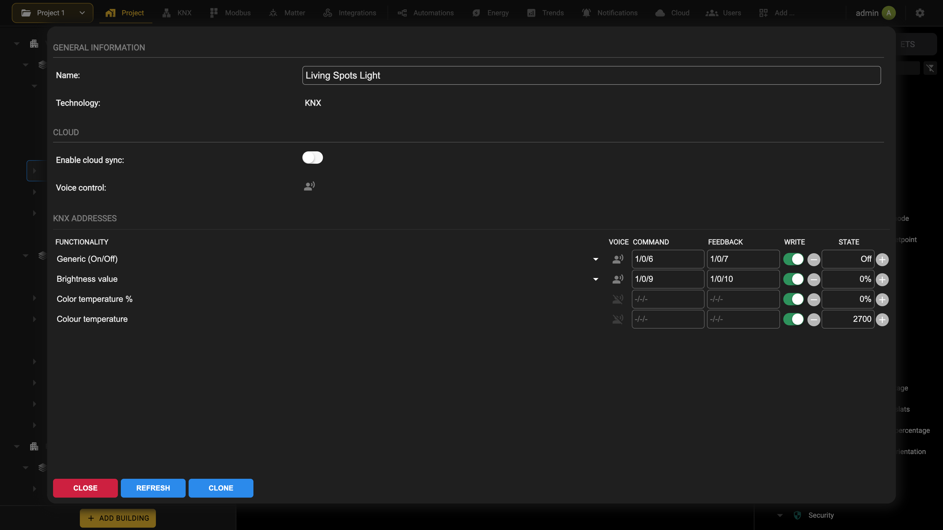 Cloud block on the card of a widget