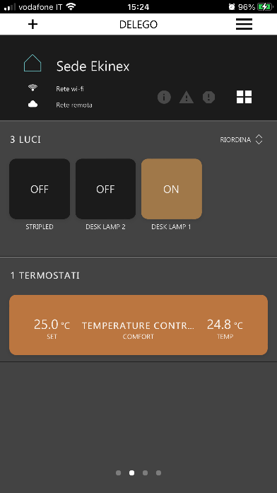 Quick commands of a single system in the mobile app