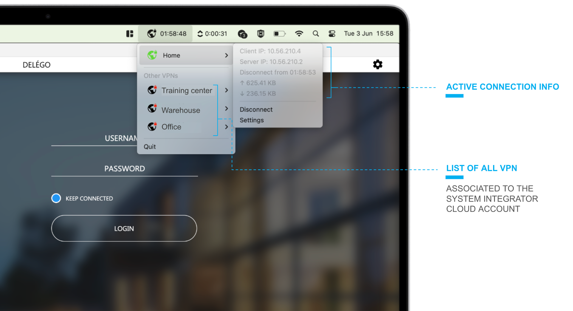 VPN menu in the macOS menu bar