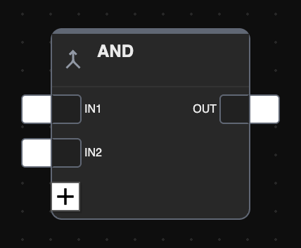 AND block with the button that adds nodes