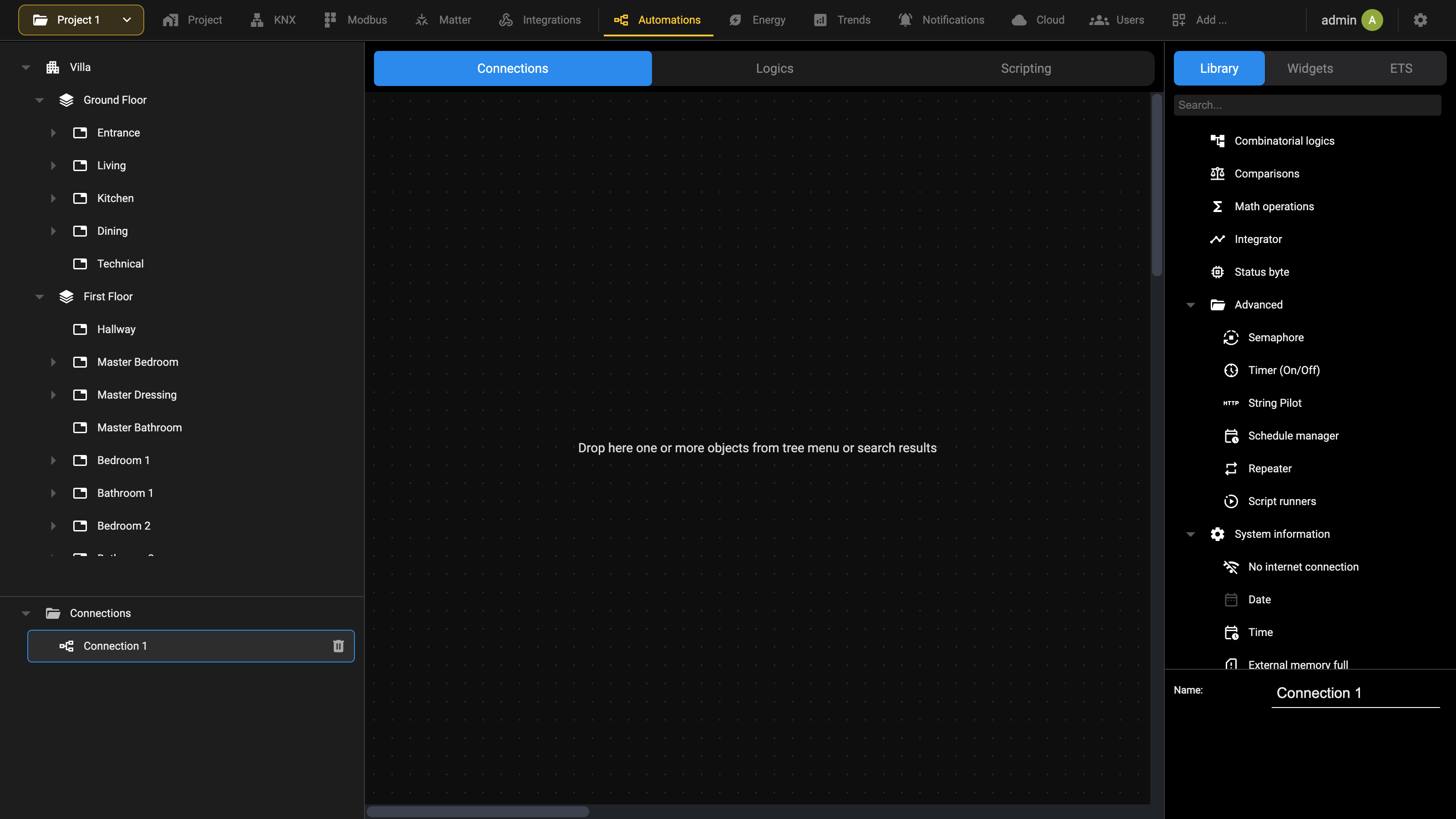Empty connection editor