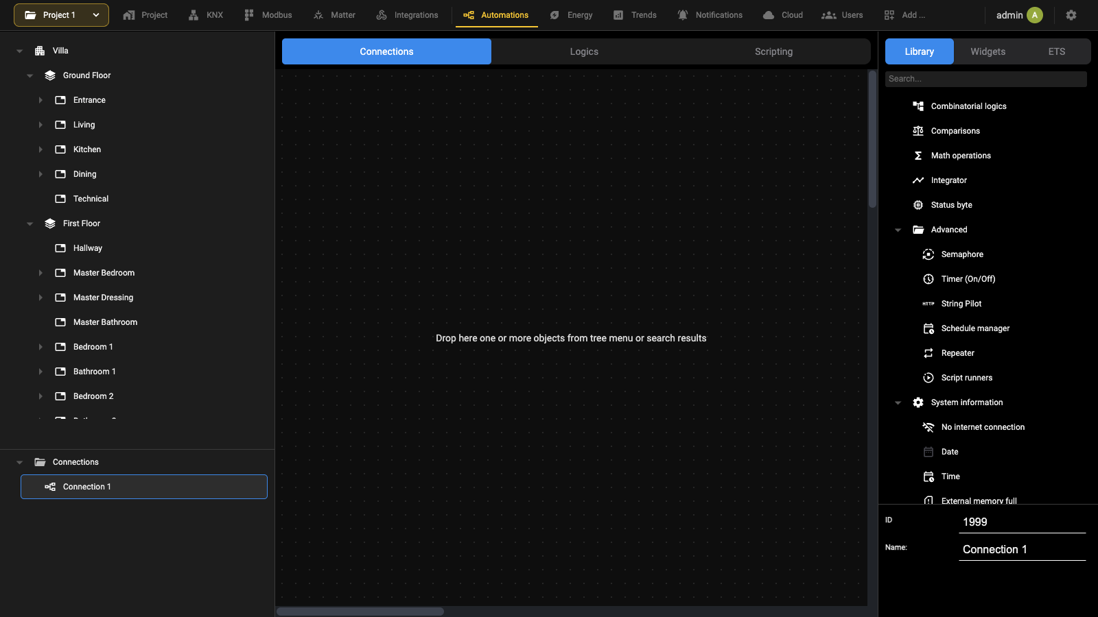 The Library of the connections editor