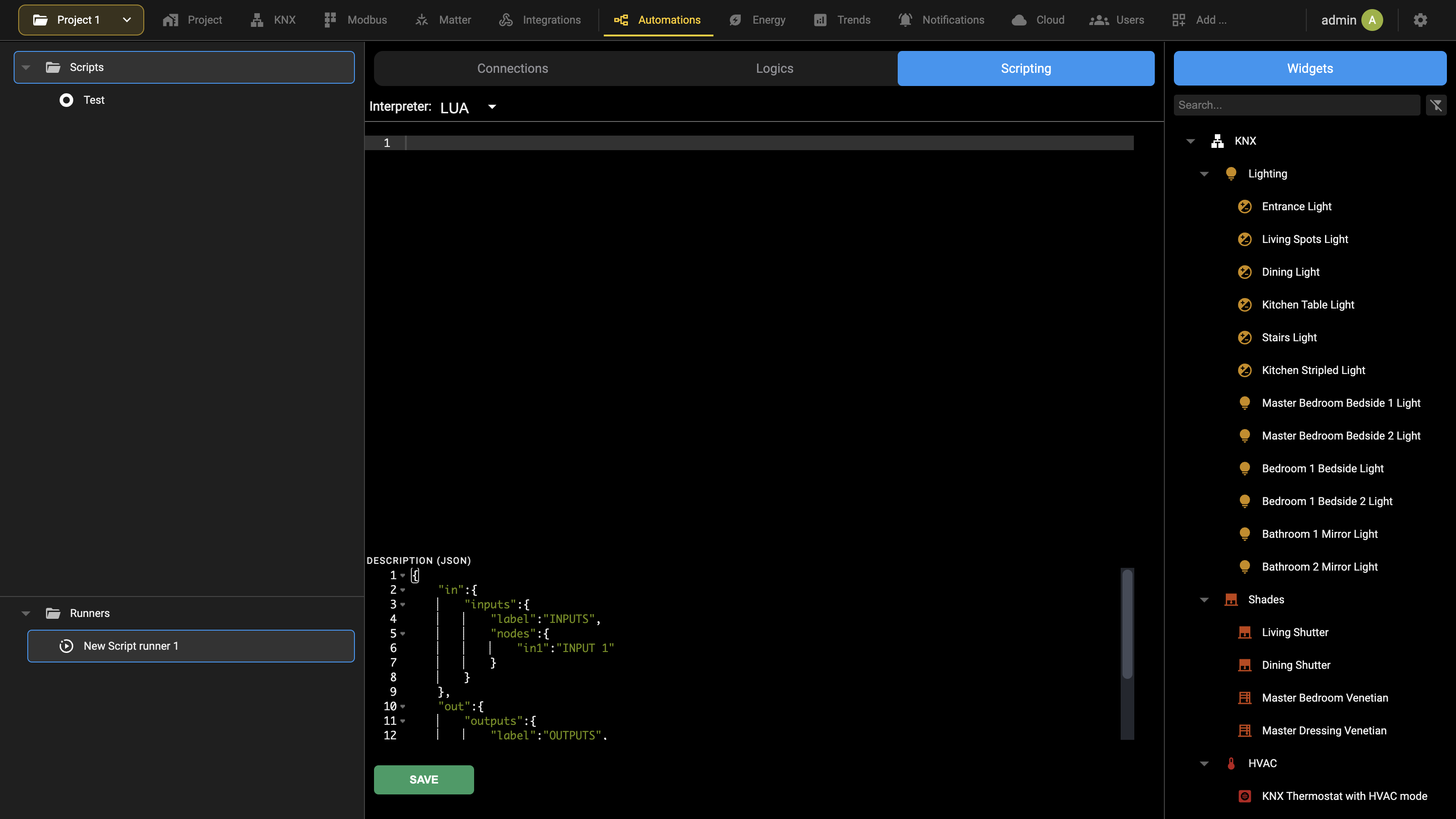 The script editor
