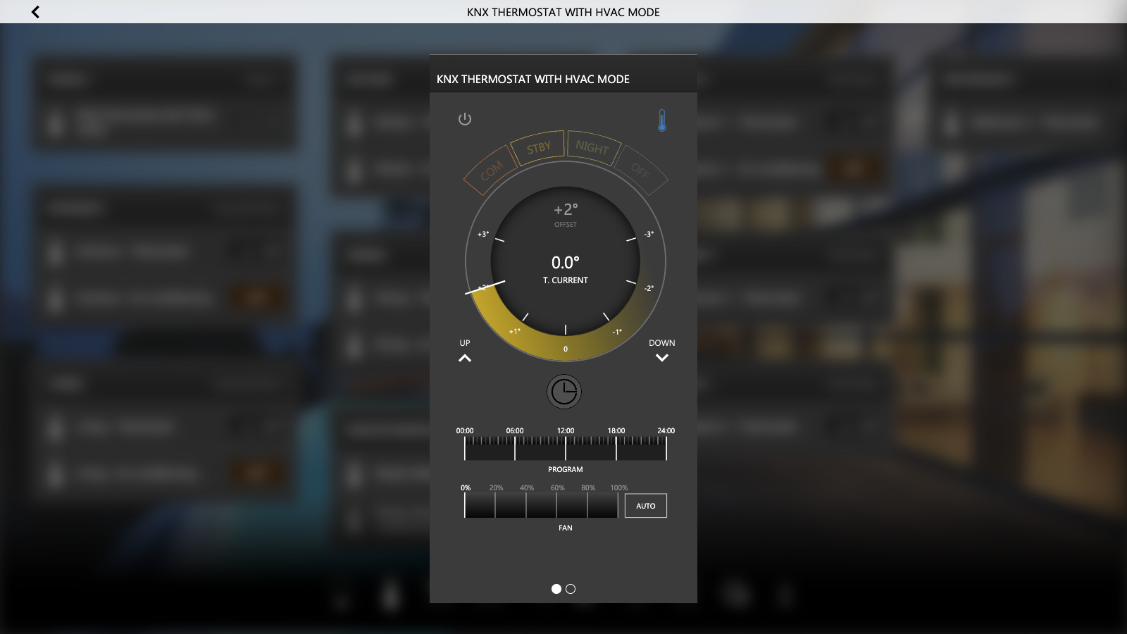 The detail popup of a thermostat with HVAC mode