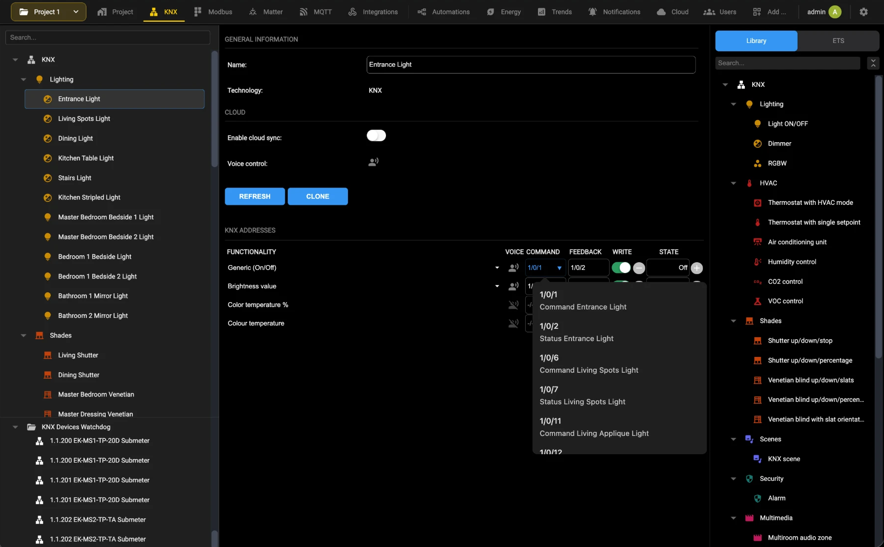 Group address context menu