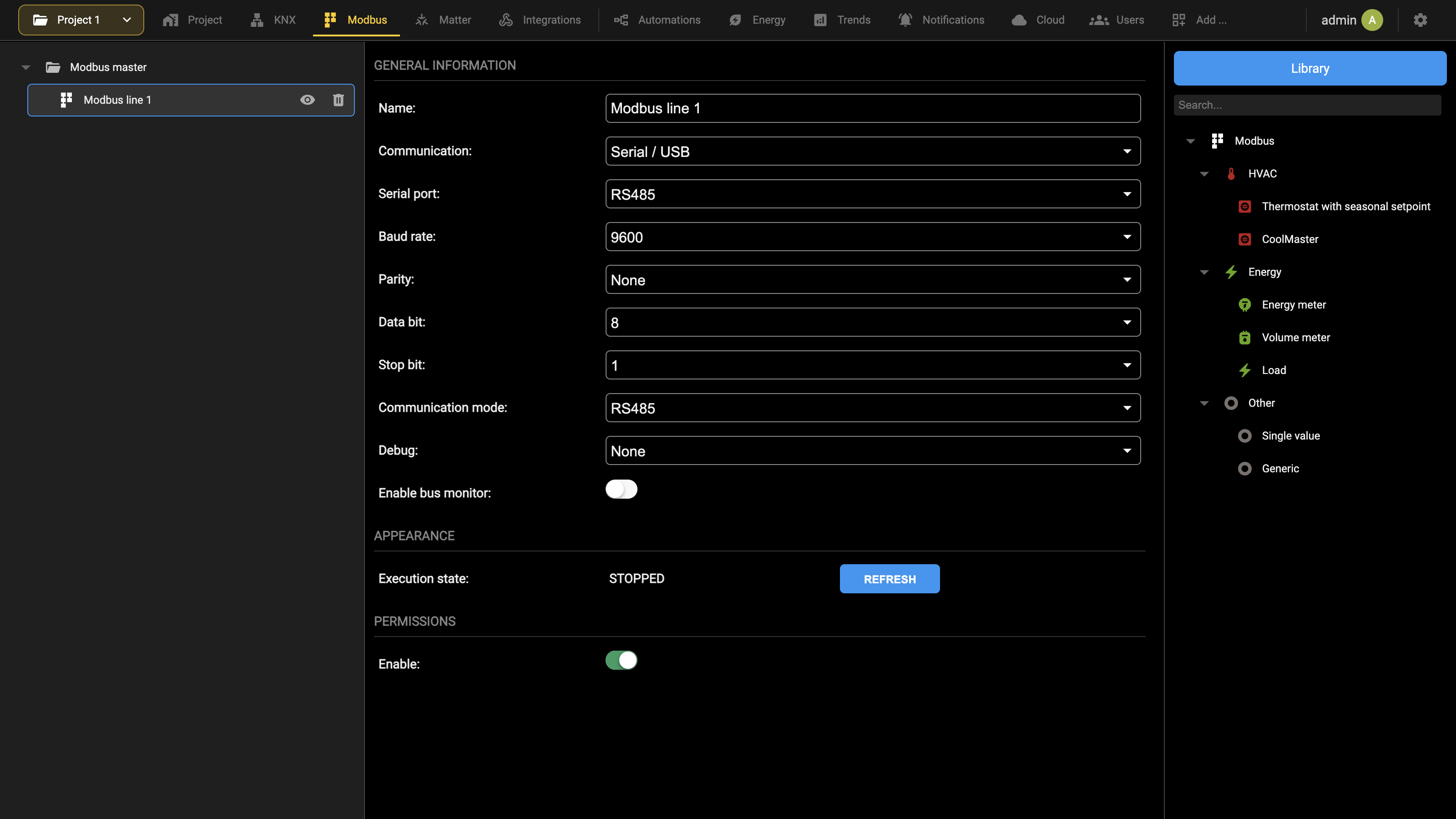 Modbus template library