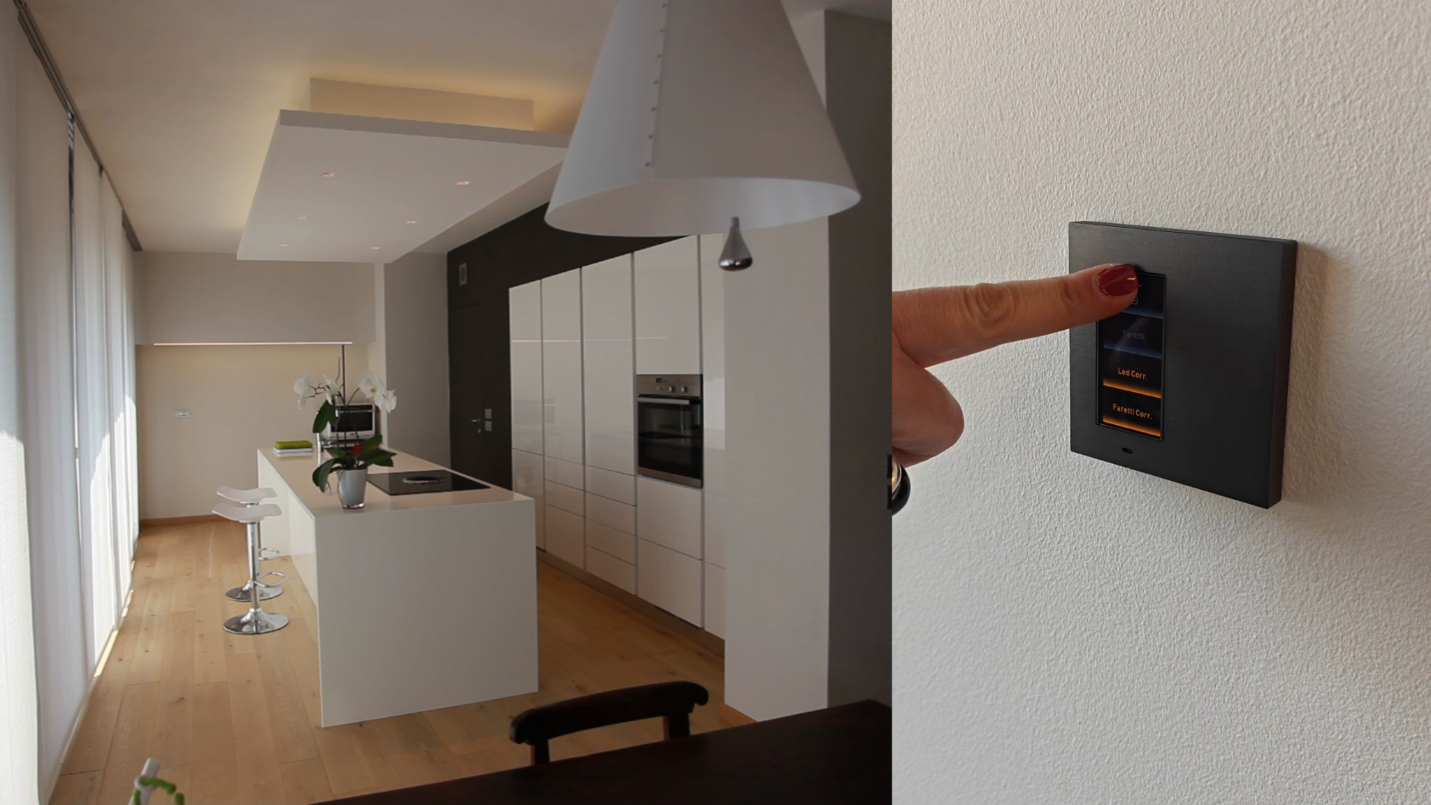 KNX pushbutton commanding a room