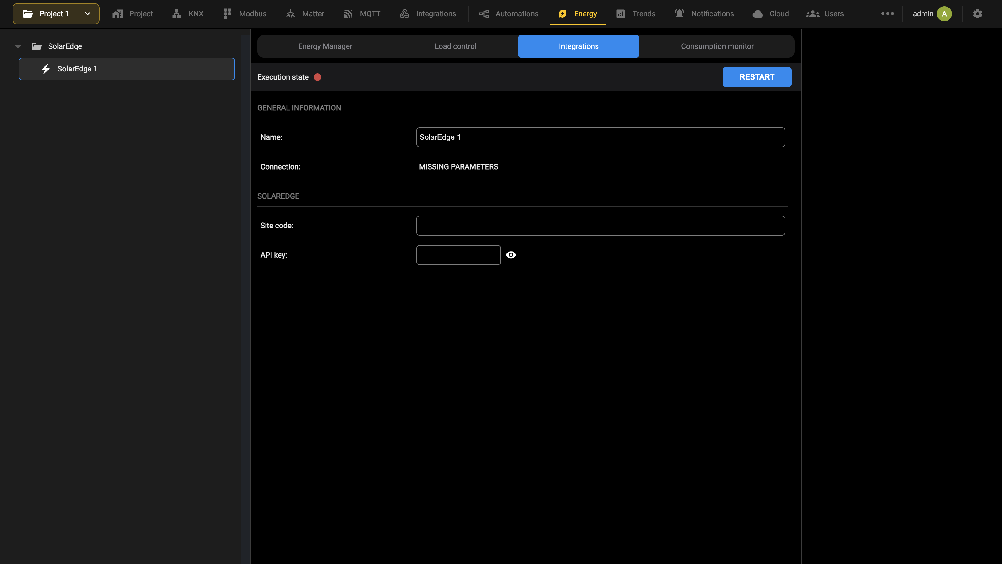 SolarEdge integration page