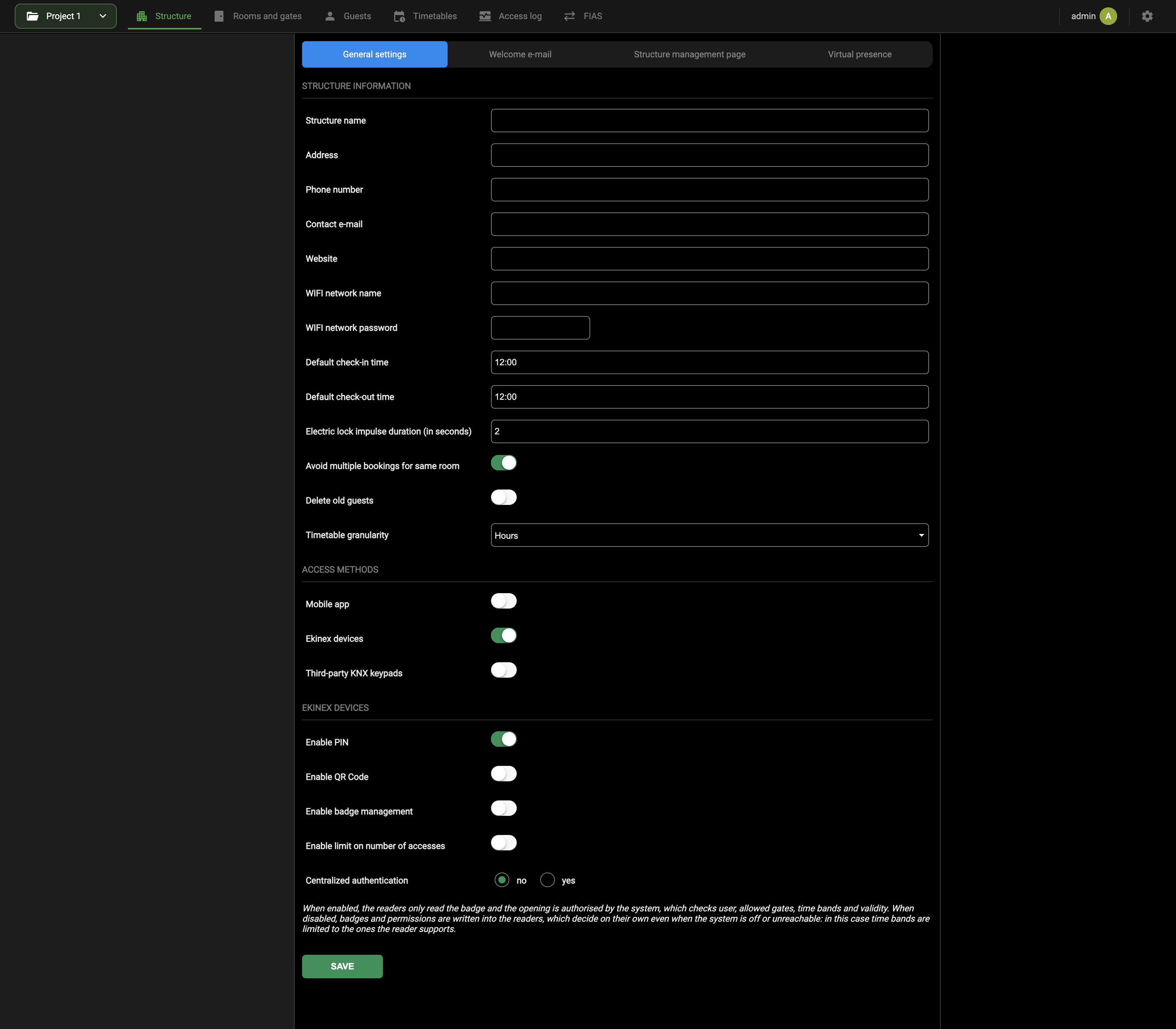 General settings