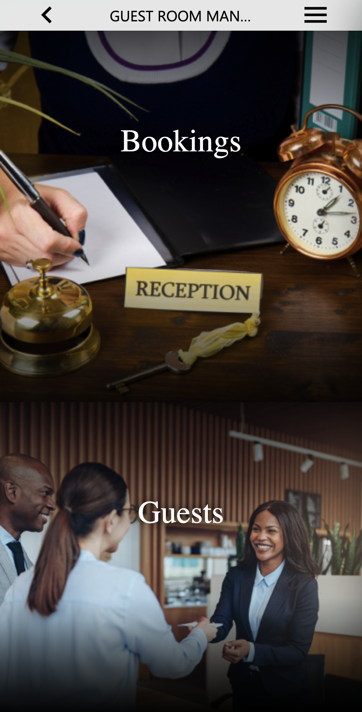 Guest room management page on a smartphone