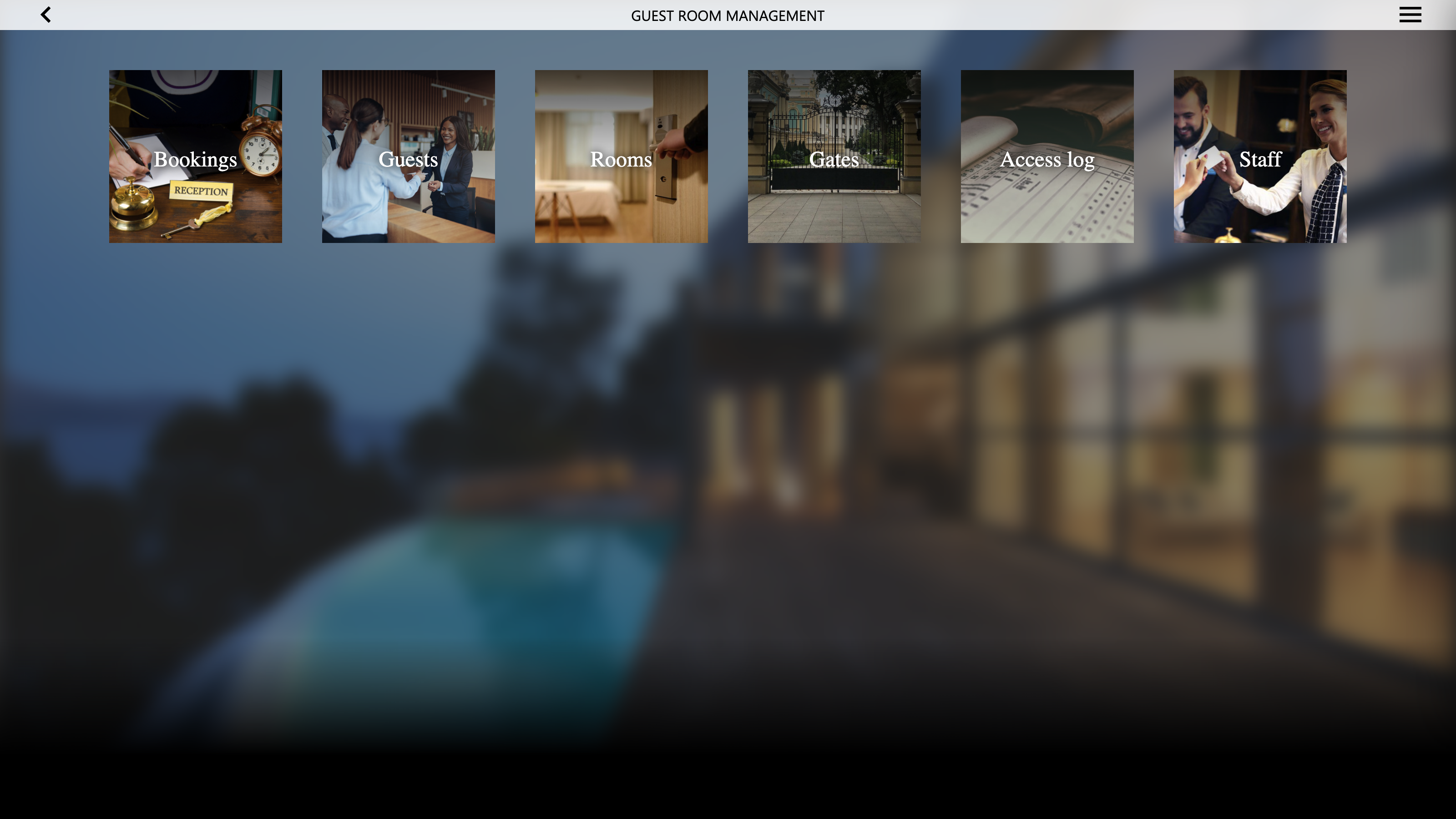 Guest room management page in the Visualization