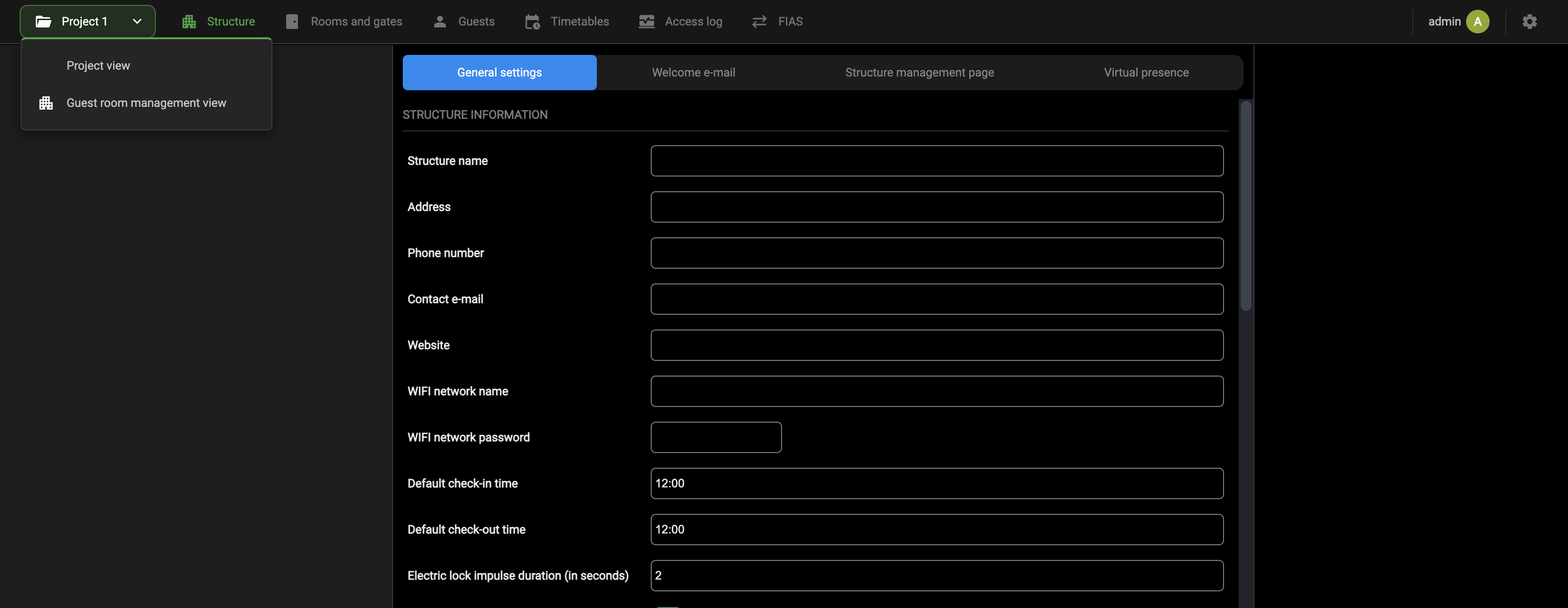 Project button with the two views