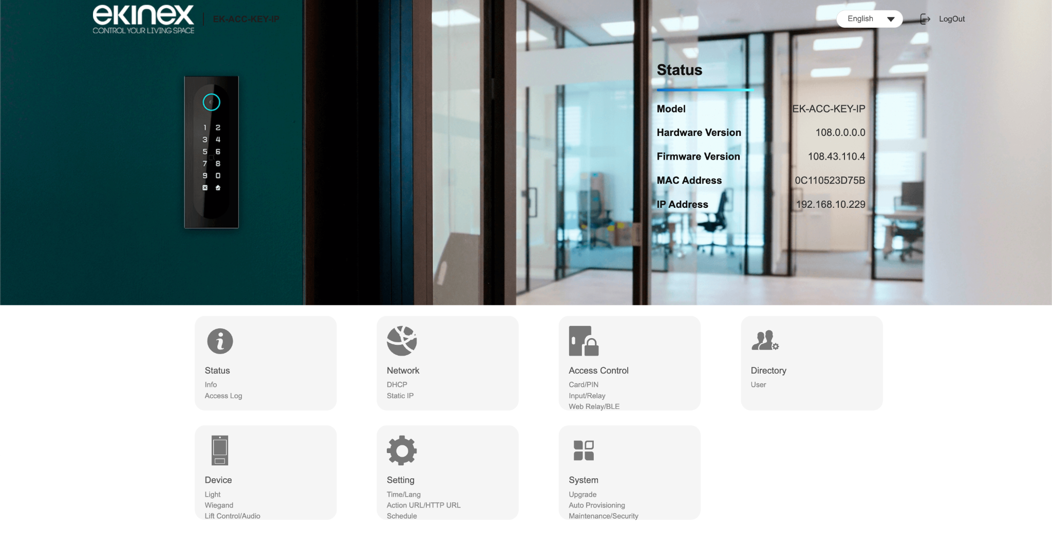 Home page of the Accédo Key