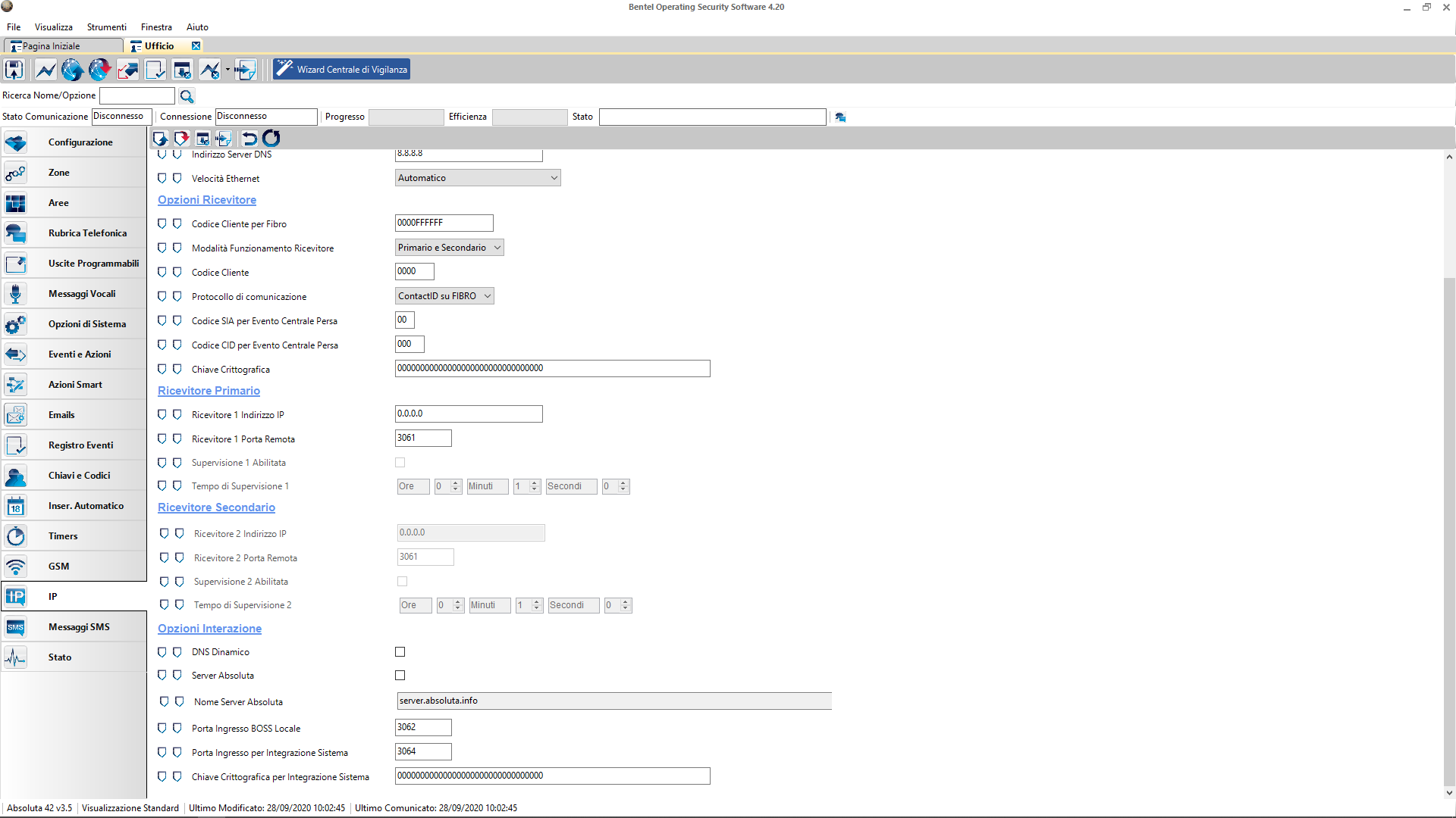 IP section of the BOSS configuration software