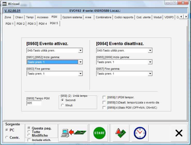PGM output tied to a utility key