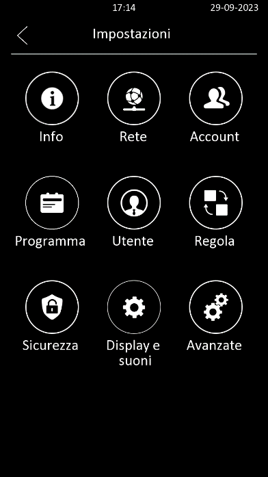Configuration menu of the DICO unit