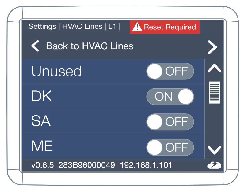 Line set to DK