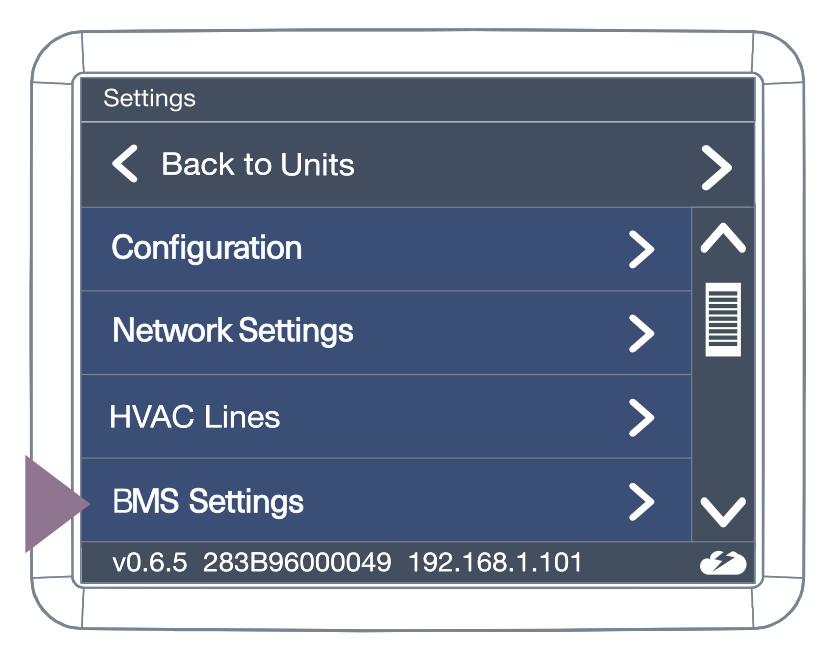 BMS Settings entry