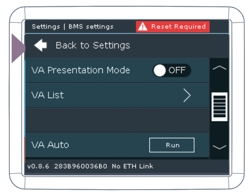 BMS settings page