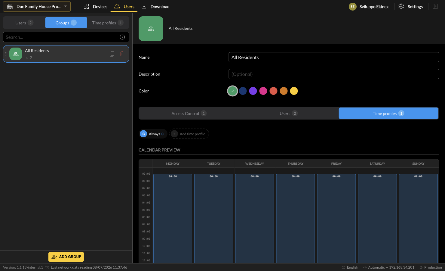 Group time profiles and calendar preview