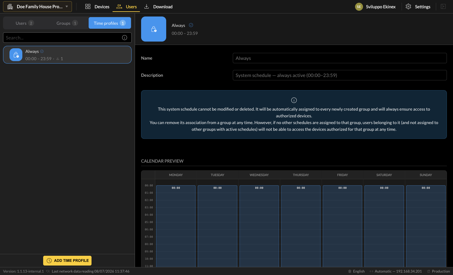 Always system time profile