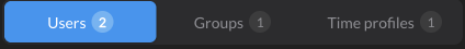Users, Groups and Time profiles tabs