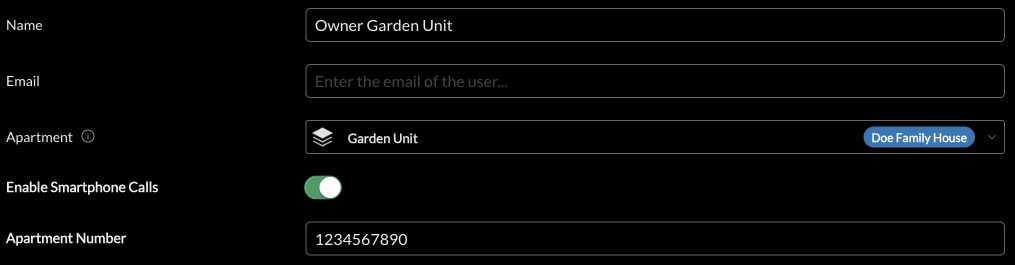 User properties and apartment assignment