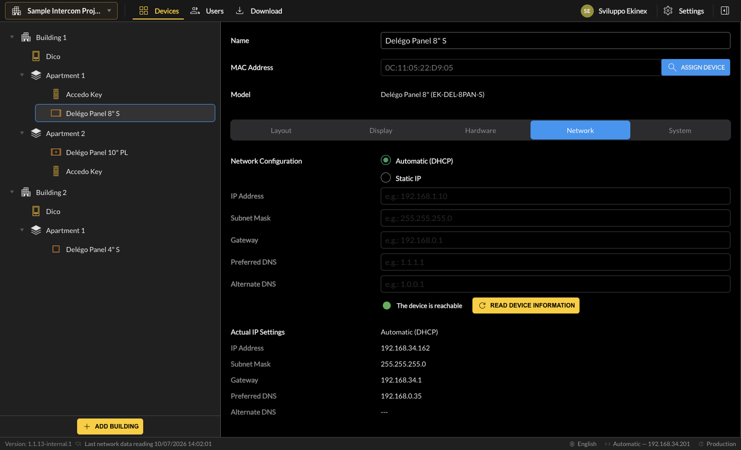 Delégo Panel Network tab