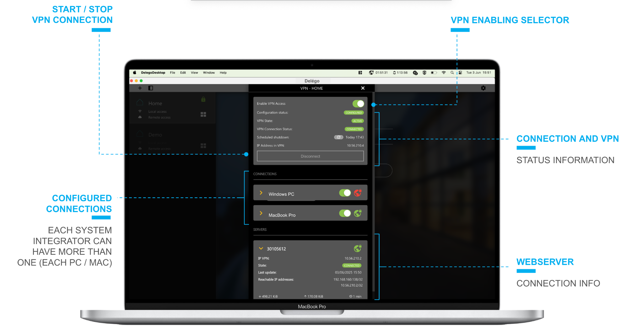 First VPN connection settings screen